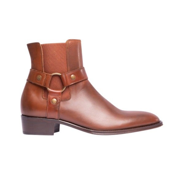 Club Cubano LAMBRO Mens Leather Cuban Heel Boots Cognac