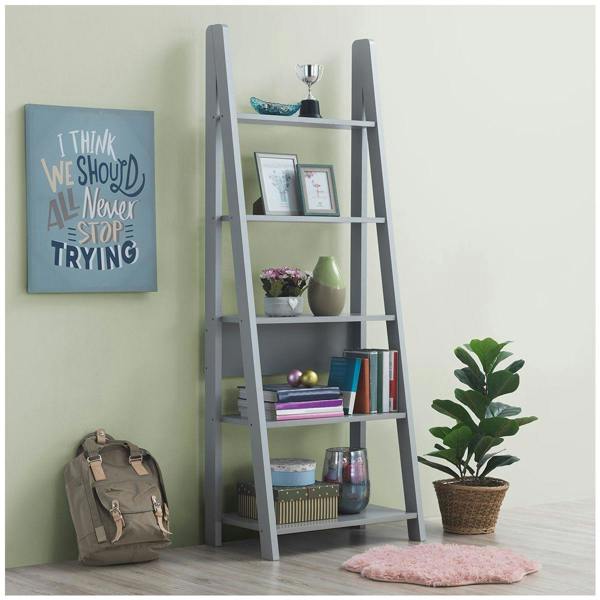 Timber Art Design Riva Retro 5 Tier Ladder Bookcase Display Shelf Unit
