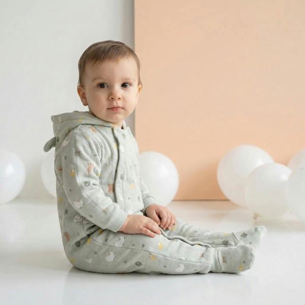 Unisex Green Single Pram Suit