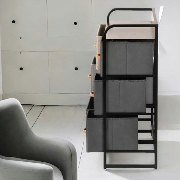 Rafaelo Mobilia 7 Fabric Drawer Bedroom Dresser Storage Organiser Rustic Brown