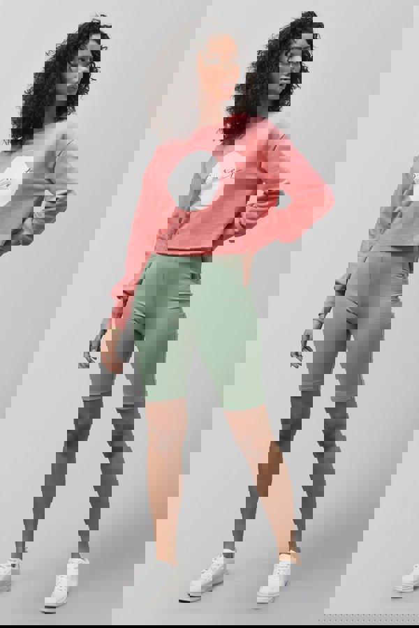 ENORSIA Raw Edge Chest Print Sweatshirt