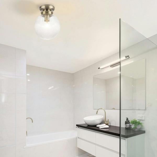 COSYLYTE Finley Bathroom Ribbed Glass Ceiling Light
