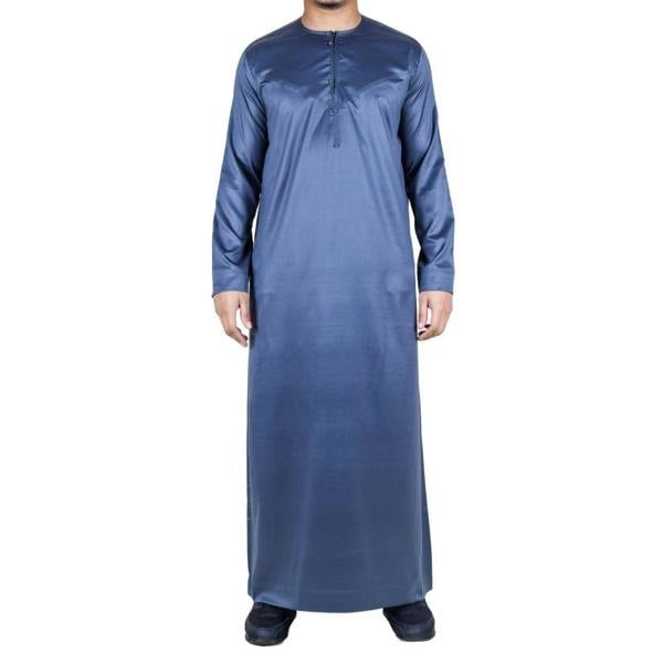 Infinity Leather Men's Thobe Robe Satin Emirati Islamic Jubba Eid Regular Fit
