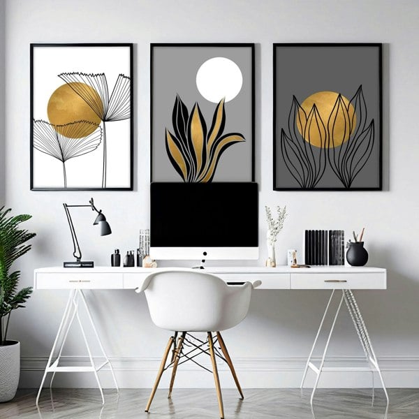 Desk office decor | set of 3 wall art prints