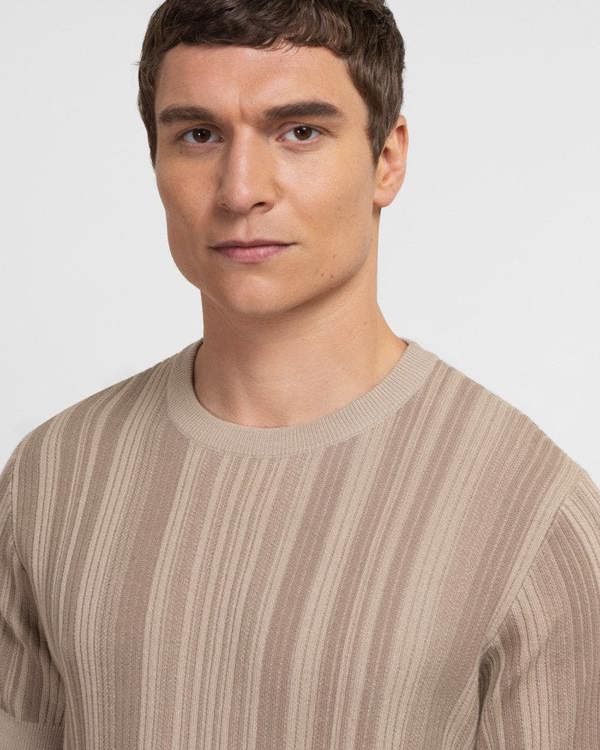 Steel & Jelly Moorgate - Stripe Textured Sweater T-Shirt