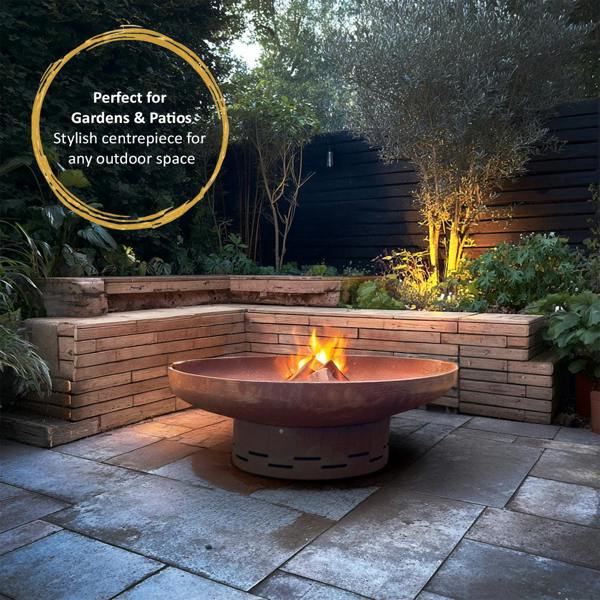 Nicoman Heavy-Duty Pre-Rusted Metal Corten Steel Round Firepit