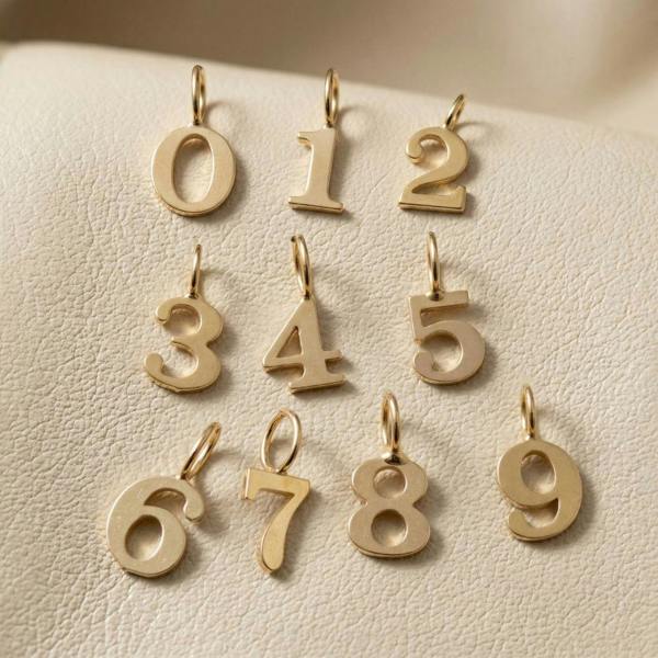 Harfi 18ct Gold Plated Number Pendant Charm Necklace