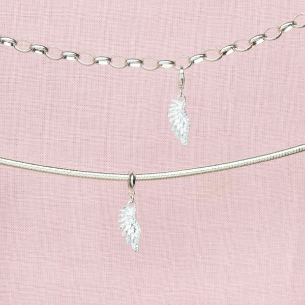 Sterling Silver Crystal Angel Wing Charm - MYLEE London