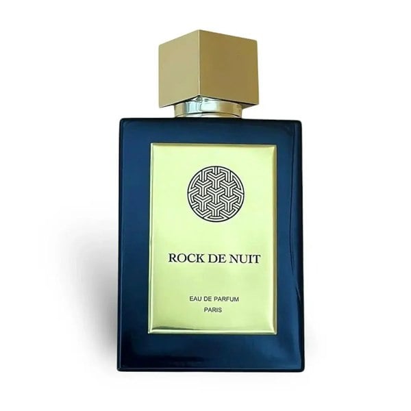 Perfume bottle labeled 'Rock de Nuit Gold' on a white background