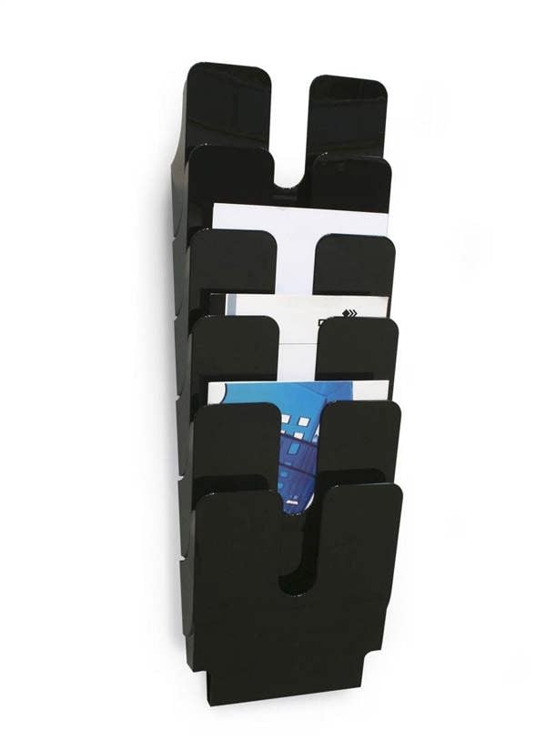 Durable FLEXIPLUS 6 Wall Mounted Literature Tray | A4 Portrait Holder | Black