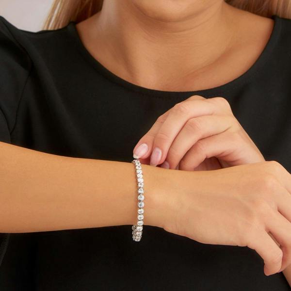 925 Sterling Silver Bezel Set Tennis Bracelet For Women with 4mm Cubic Zirconia - namana.london