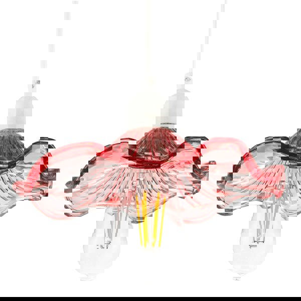 Designer Ribbed Rose Pink Glass Pendant Shade with Wavy Ruffled Edge Image 4