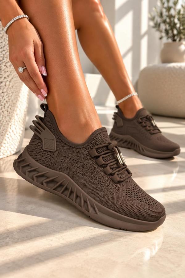 Love Lemonade Zaya Lightweight Mesh Athleisure Trainers Brown