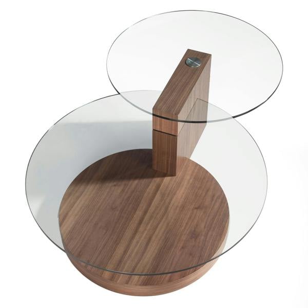 Angel Cerdá Round tempered glass and walnut coffee table 2019