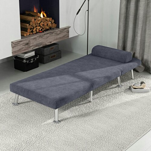 Wyld Haus Tomi Safi Charcoal Grey Velvet Single Sleeper Chair