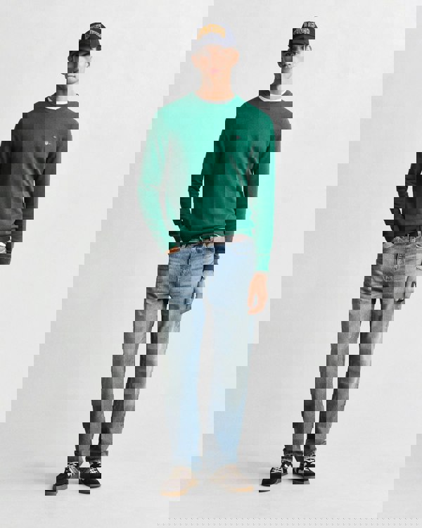 GANT Mens Classic Cotton Crew Neck Jumper - 373 Deep Forest Green - CHO - Designer Mens Crew Neck Jumpers