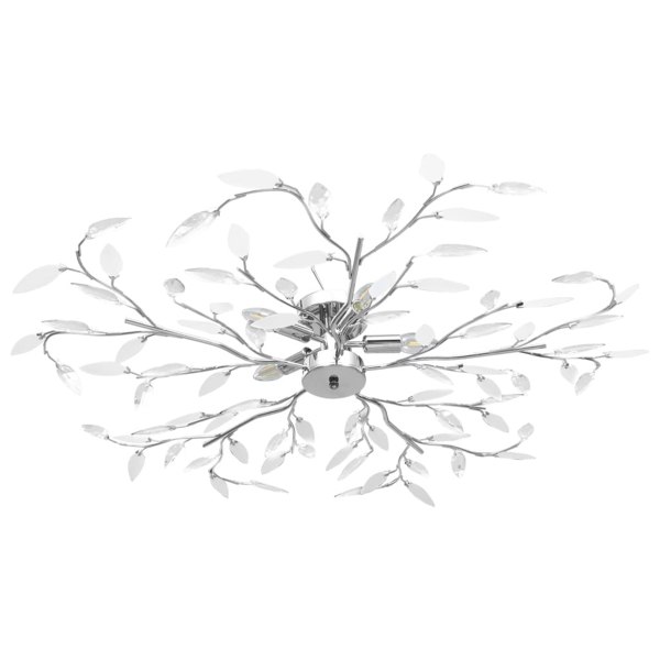 Berkfield Ceiling Lamp with Acrylic Crystal Leaf Arms for 5 E14 Bulbs White