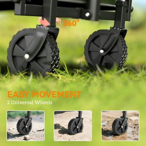 Bobobiy 41L Festival Trolley on Wheels, 60kg Heavy Duty Collapsible Foldable Wagon with Adjustable Handle and Carrying Bag for Beach, Green