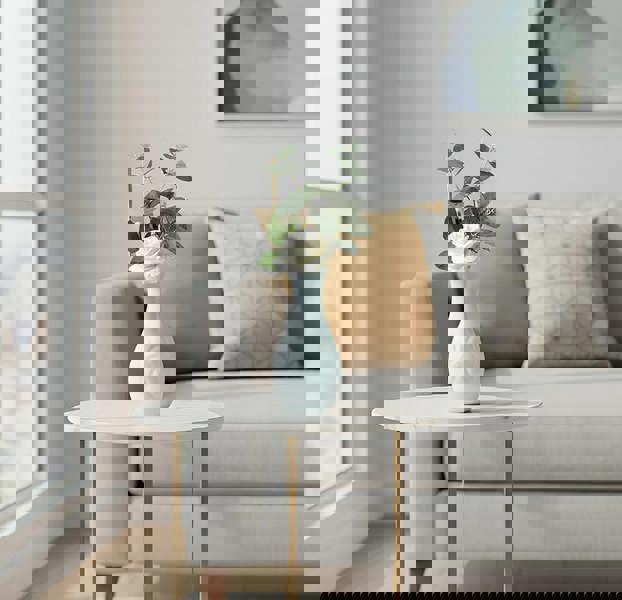 Anyhouz ANYDECO Flower Vase Light Green Small Wave Lines Pattern Nordic Pot Home Decor