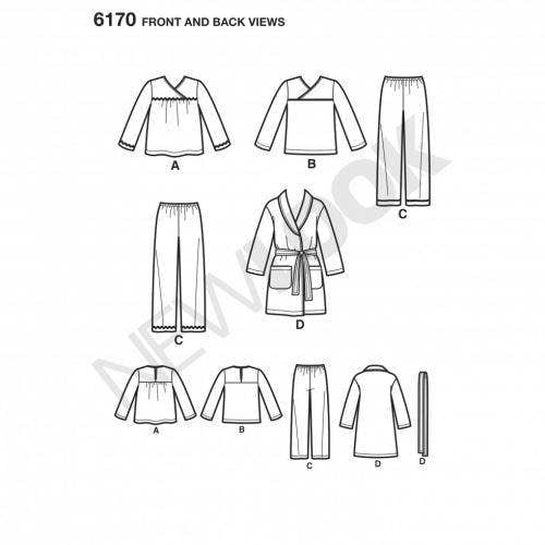New Look Sewing Pattern 6170, Robes, Trousers, Pyjamas, Tops for Baby, Kids, Ages: 1/2-1-2-3-4-5-6-7-8 - Easy