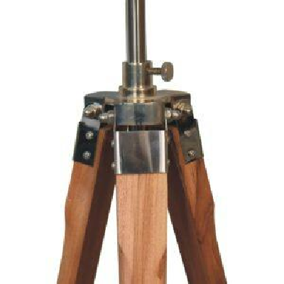 Wyld Haus Phuket Fixed Chrome and Teak Wood Tripod Floor Lamp
