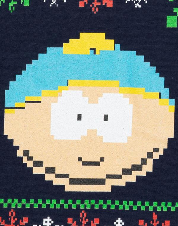 South Park Mens Blue Christmas Fairisle Short Sleeved T-Shirt
