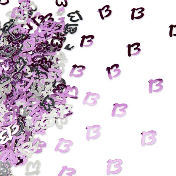 13th Birthday Pink and Silver Metallic Confetti Decoration Pack for Party Tables image 5