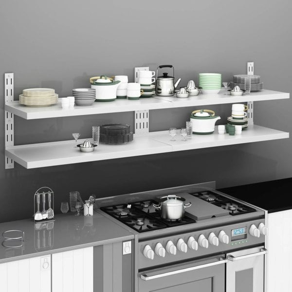 Berkfield 2-Tier Floating Wall Shelves 2 pcs Stainless Steel 200x30 cm