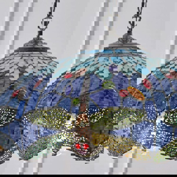 Tiffany Glass Hanging Ceiling Pendant Light Blue Dragonfly 3 Lamp Shade i00109 Loops