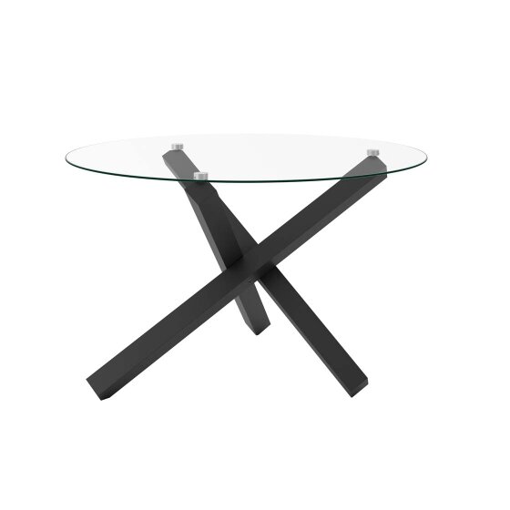 Wyld Haus San Sebastian Clear Glass and Black Metal Round Dining Table 4 Seater
