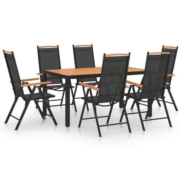 Berkfield 7 Piece Garden Dining Set Aluminium Black