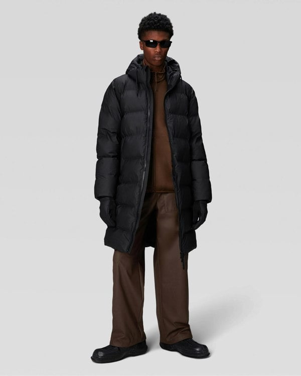 Rains Alta Long Unisex Puffer Jacket - 01 Black