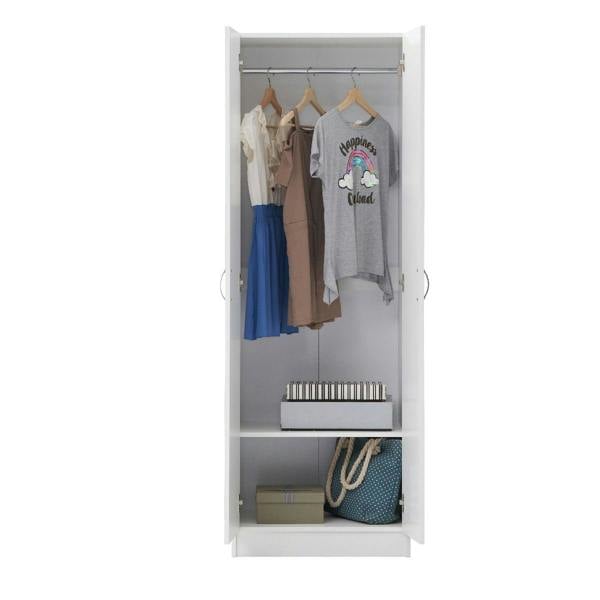 Timber Art Design Modern 2 Door Double Wardrobe with Hanging Rail – Bedroom Storage