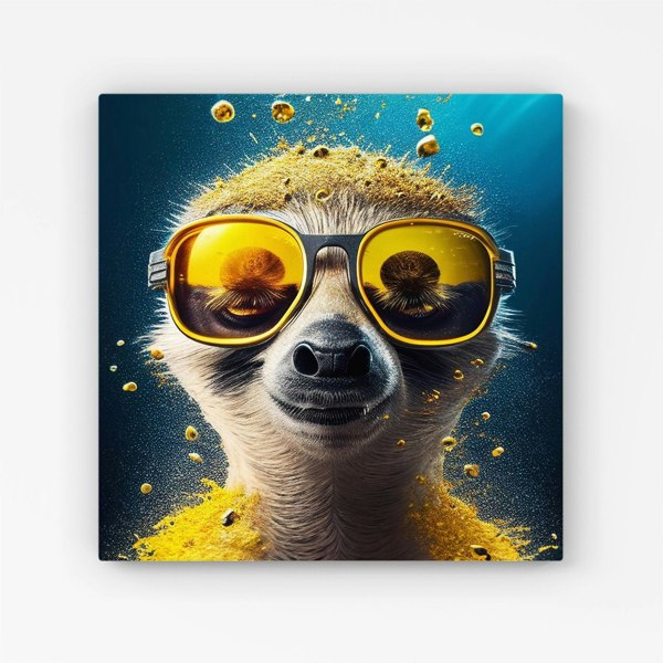 Warren Reed Meerkat With Golden Glasses Splash Art Canvas