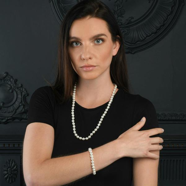 Zavana 24-inch Long Stylish Pearl Necklace for Women with White Shell Pearls