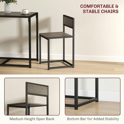 Wyld Haus Zikeba Wooden Grey Wood Effect Compact Dining Table And Chair Set