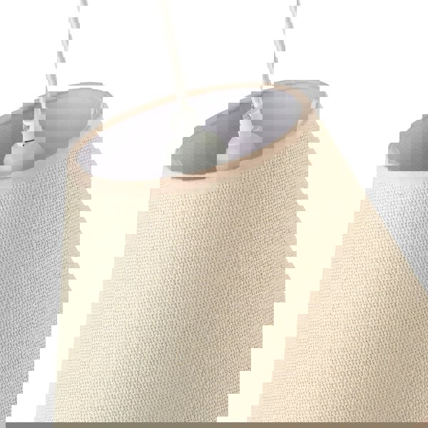 Traditional Rattan Tweed Lamp Shade with Pale Pink Cotton Fabric Trims Image 3