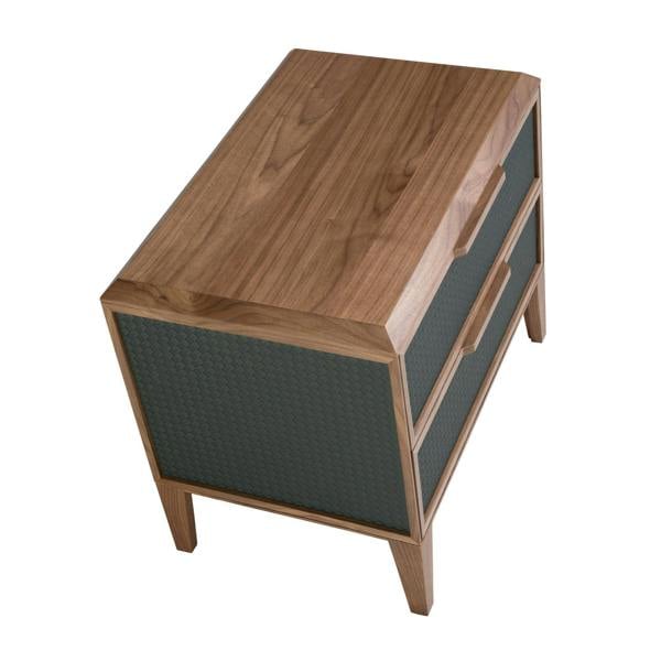 Angel Cerdá Dark green pvc and walnut bedside table 7149
