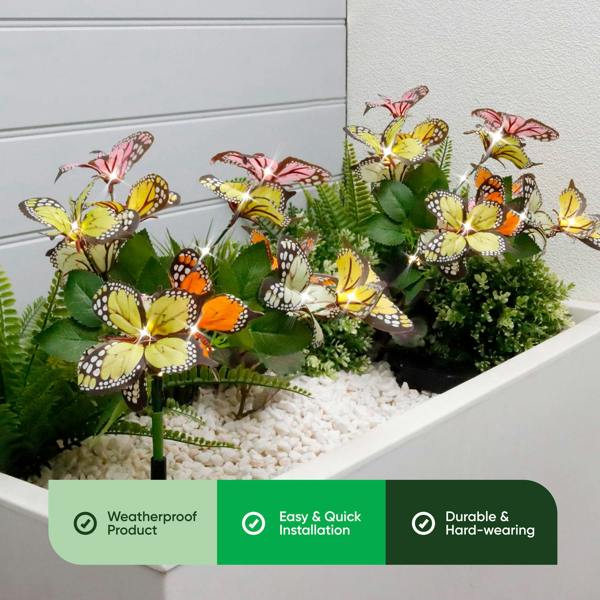 Gardenwize Pack of 2 Solar Butterfly Stake Lights – Colour Changing LED Garden Lights