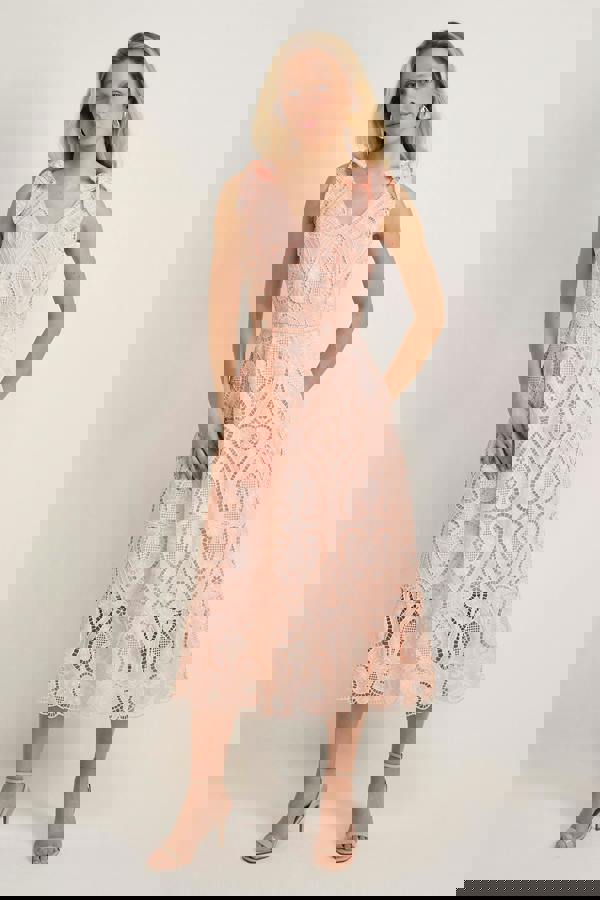 GWD Doris Pink Lace Midi Dress