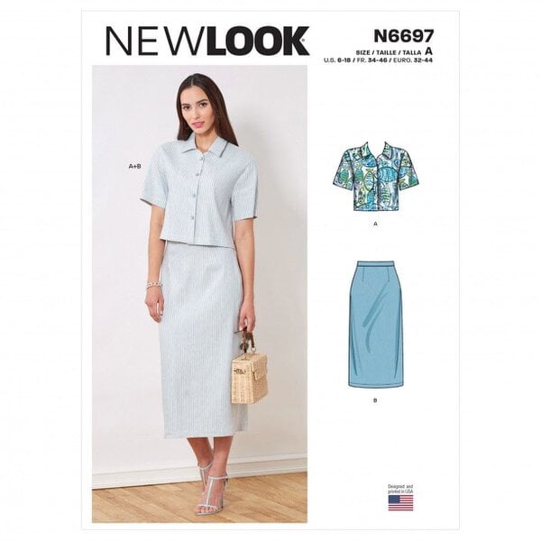 New Look Sewing Pattern 6697, Tops, Shirts, Skirts for Women, A (6-8-10-12-14-16-18) - Easy