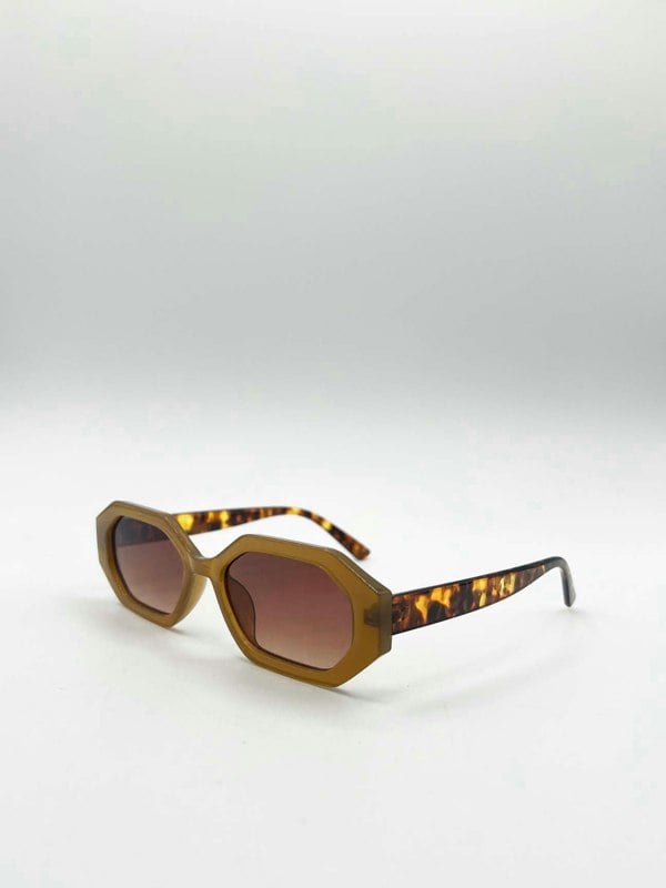 SVNX Oval Geomentric Sunglasses in Tortoise Brown