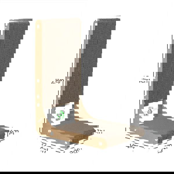 Skylos 48cm High L Shaped Cat Scratching Board with Ball Toy Wall Furniture