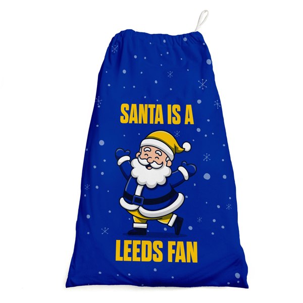 BritishmadeGifts Santa is a Leeds Fan - Football Fan Santa Sack