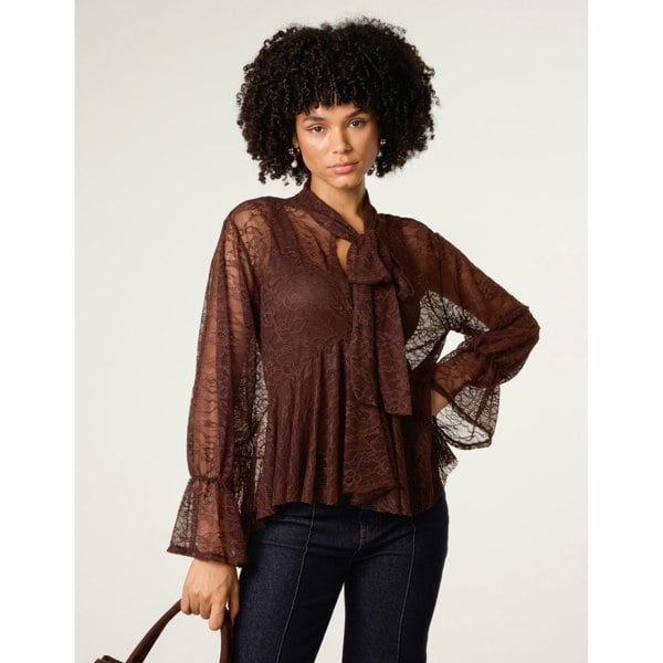 Blue Vanilla Lace Pussybow Blouse