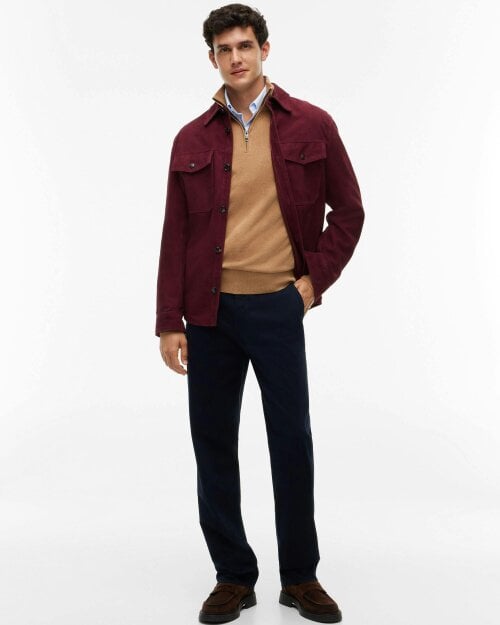 Tommy Hilfiger Organic Cotton Cashmere Mens Zip-Mock Sweater - Safari Canvas Heather