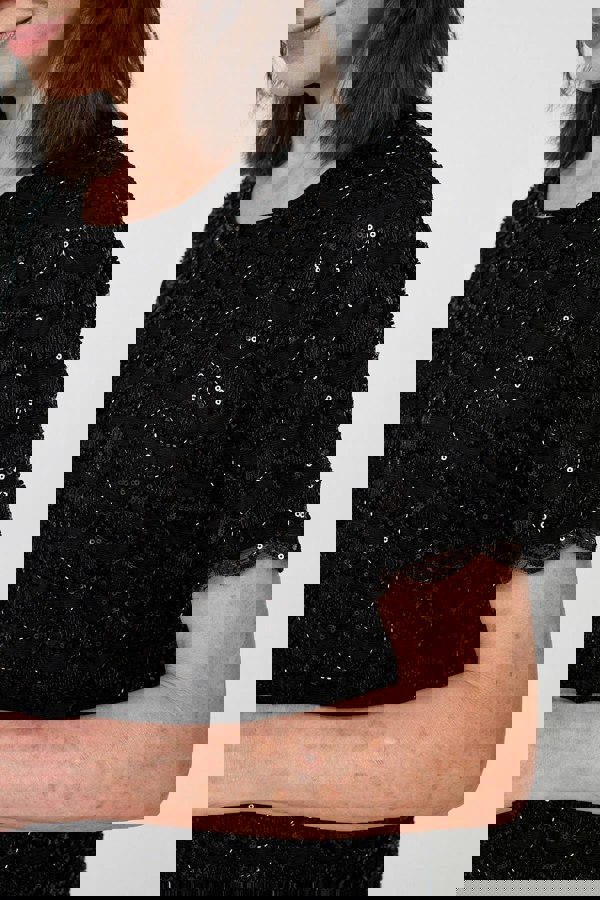 Black | Sparkly Embellished Short Shift Dress
