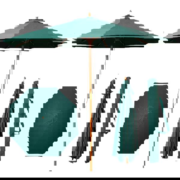 Samuel Alexander 2.7m Outdoor Wooden Garden Parasol Sun Shade with Carry Bag in Green