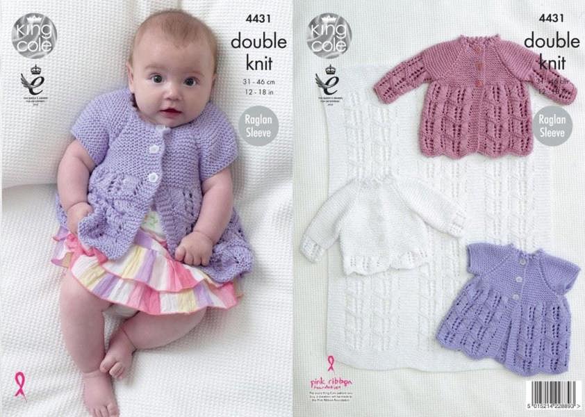King Cole Cottonsoft Knitting Pattern 4431, Blankets, Coats, Cardigans for Baby, 12 inch - 18 inch - Intermediate