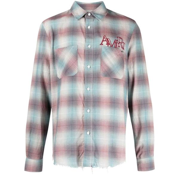 Amiri Staggered Plaid Flannel Teal/Red